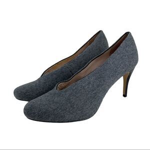 Anthropologie Plenty by Tracy Reese Gray Flannel Heels Sz 6 Stiletto Heel